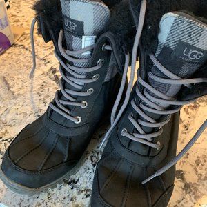 Ugg Black Adirondack Plaid Snow Boots